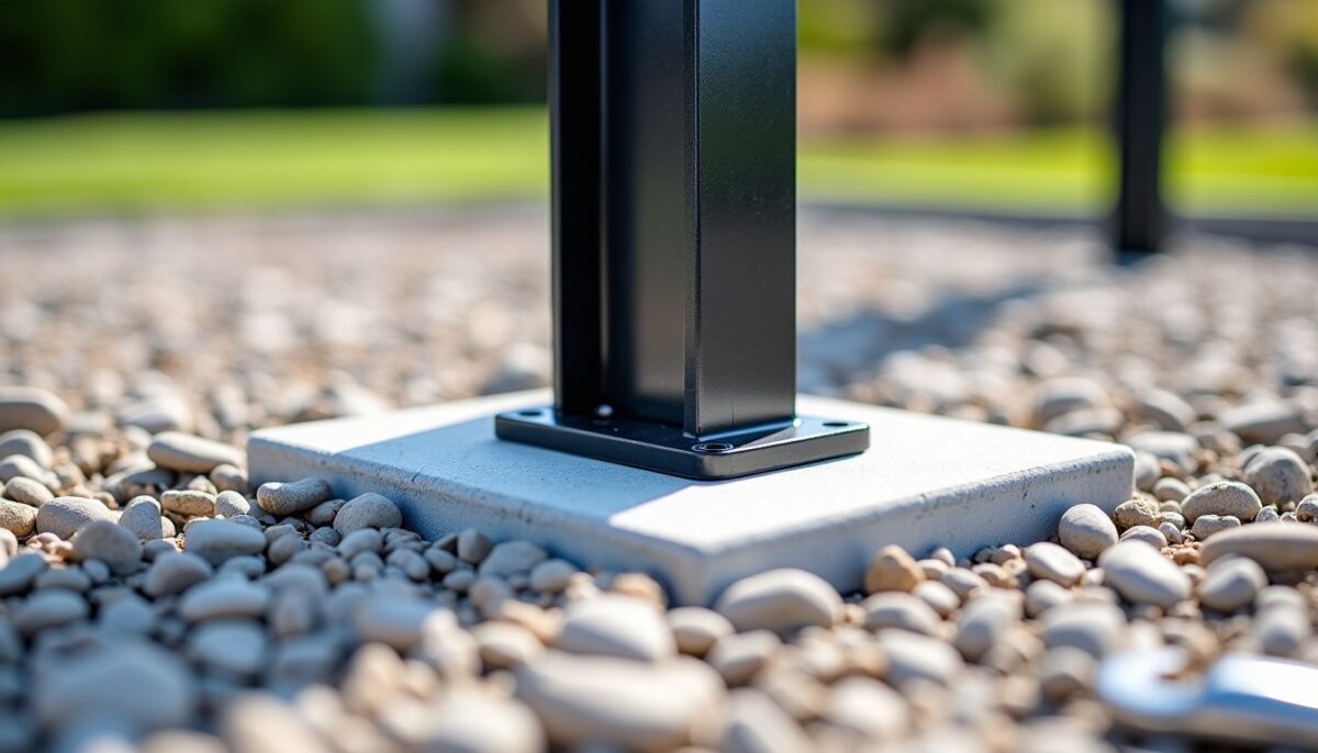 Comment ancrer solidement les pieds d’une pergola sur une dalle gravillonnée ?